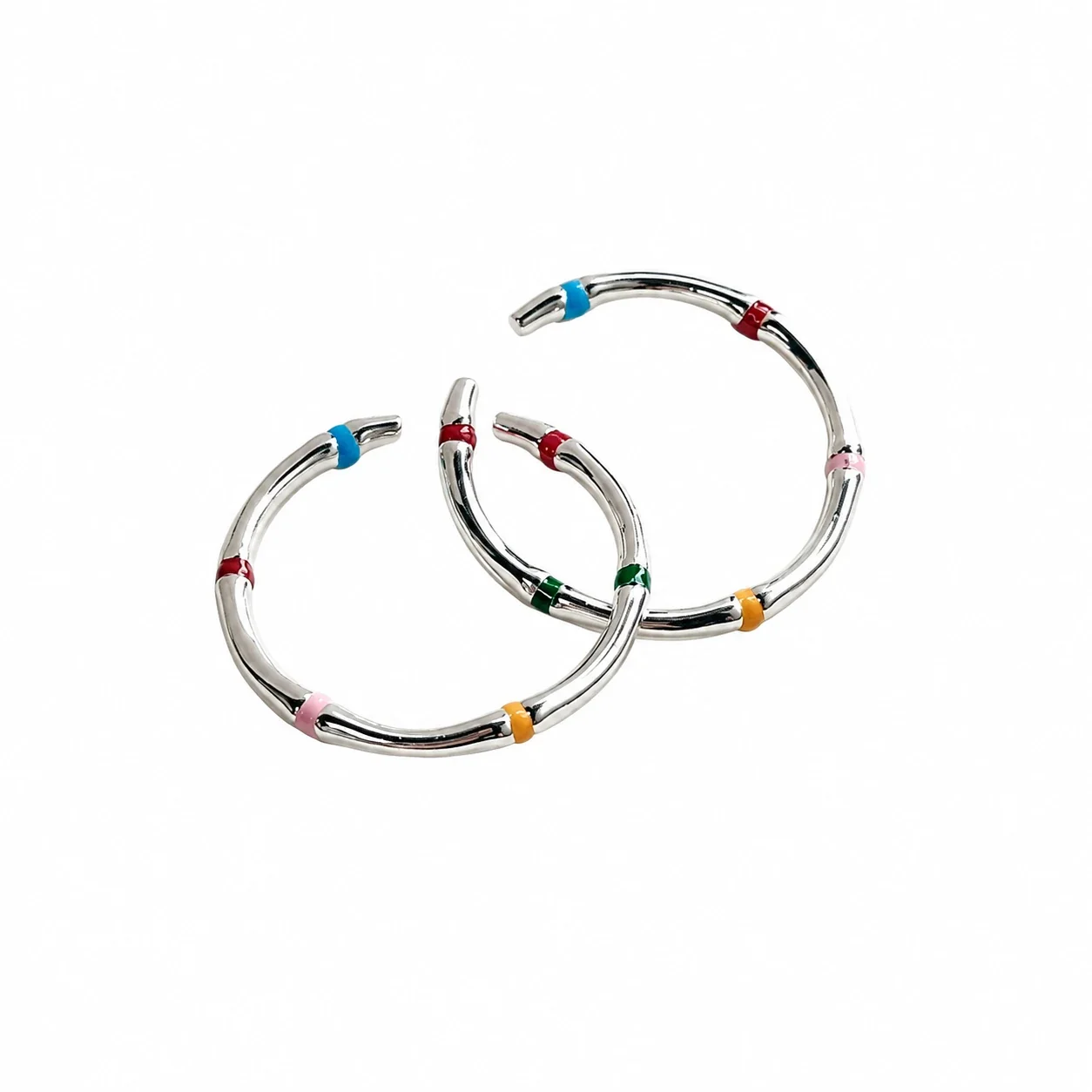 Playful 925 Sterling Silver Rainbow Enamel Open Ring