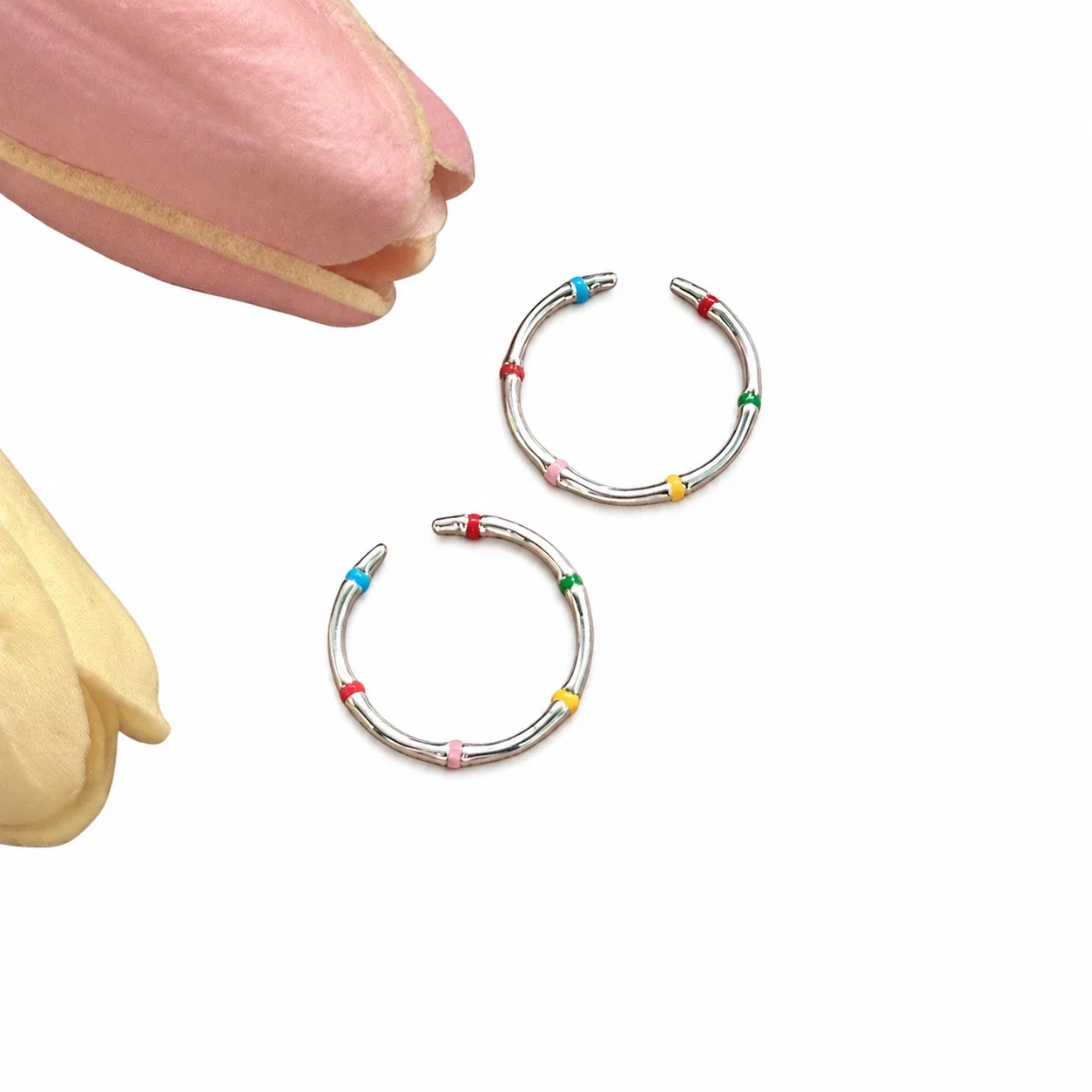 Playful 925 Sterling Silver Rainbow Enamel Open Ring