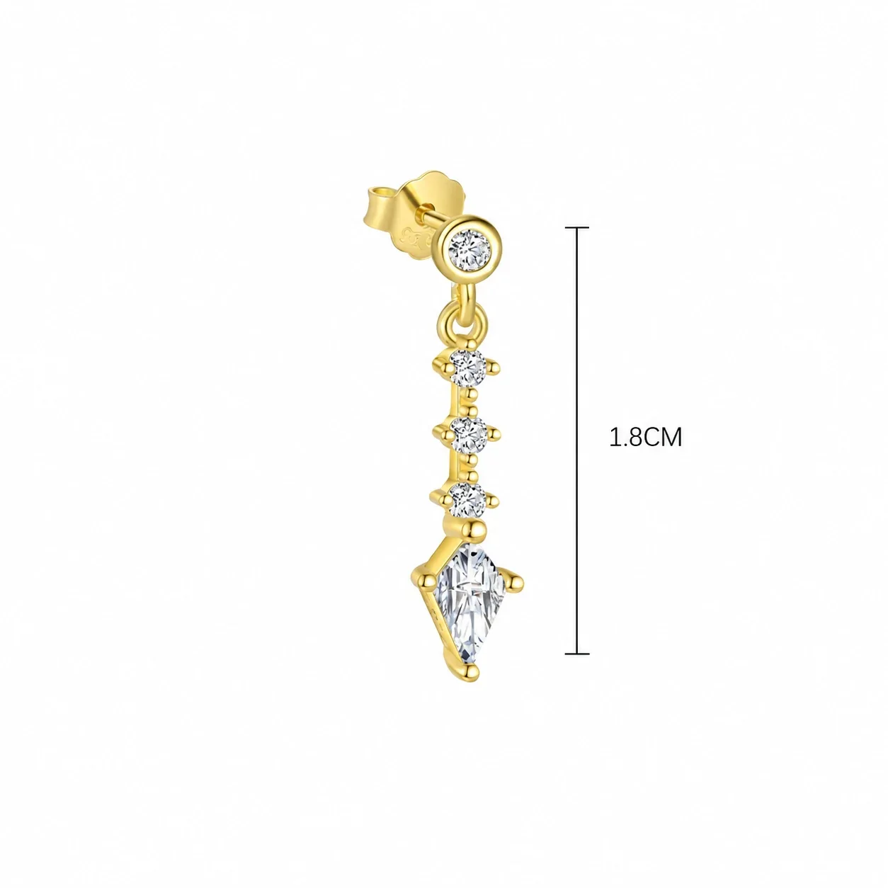 Geometric 925 Sterling Silver Marquise Drop Stud Earrings - Gold Single