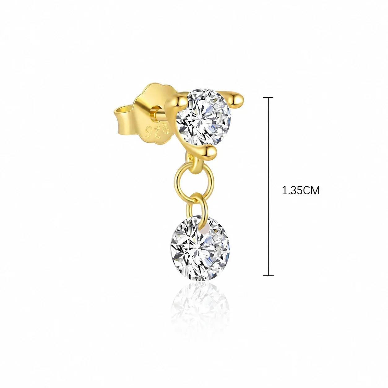 Geometric 925 Sterling Silver Marquise Drop Stud Earrings - Gold Pair
