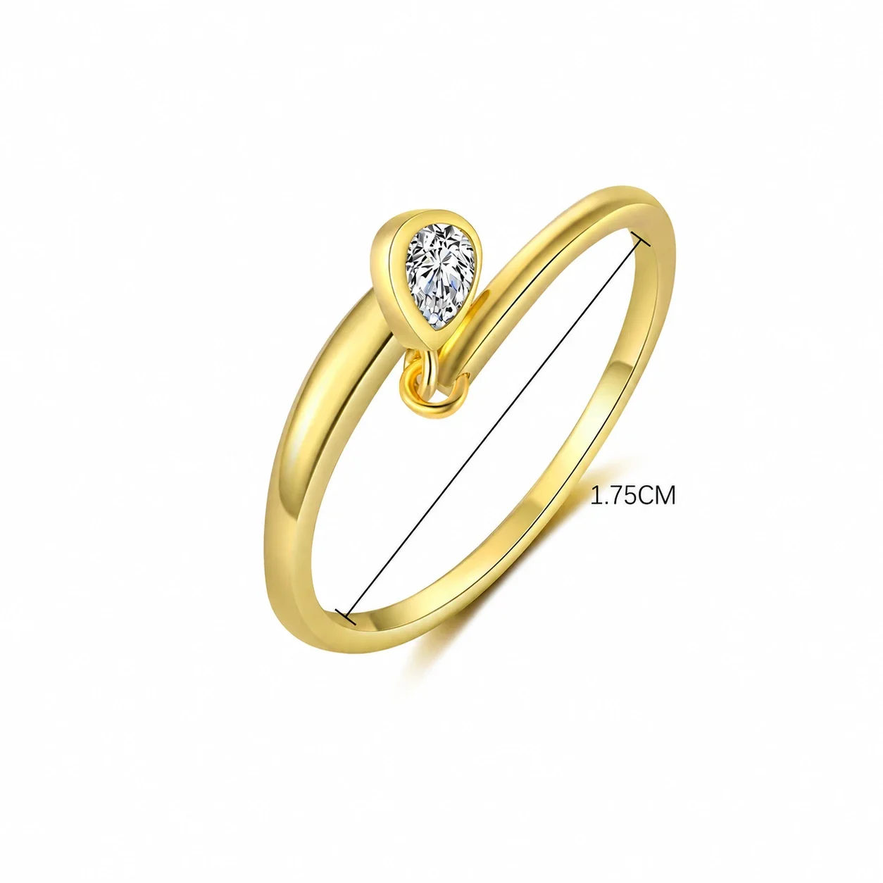 Geometric 925 Sterling Silver Open-Link Pink Stone Ring - Gold Clear Cubic Zirconia