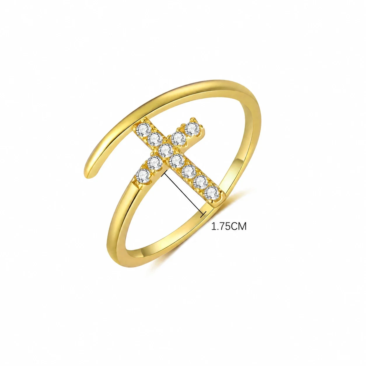 Geometric 925 Sterling Silver Open-Link Pink Stone Ring - Gold Clear Cubic Zirconia Open