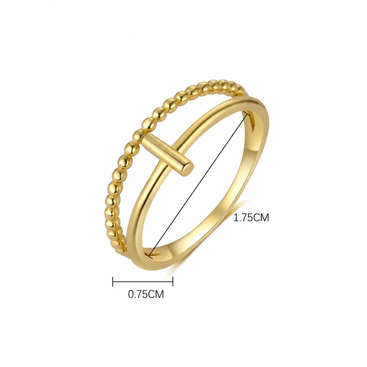 Geometric 925 Sterling Silver Open-Link Pink Stone Ring - Gold