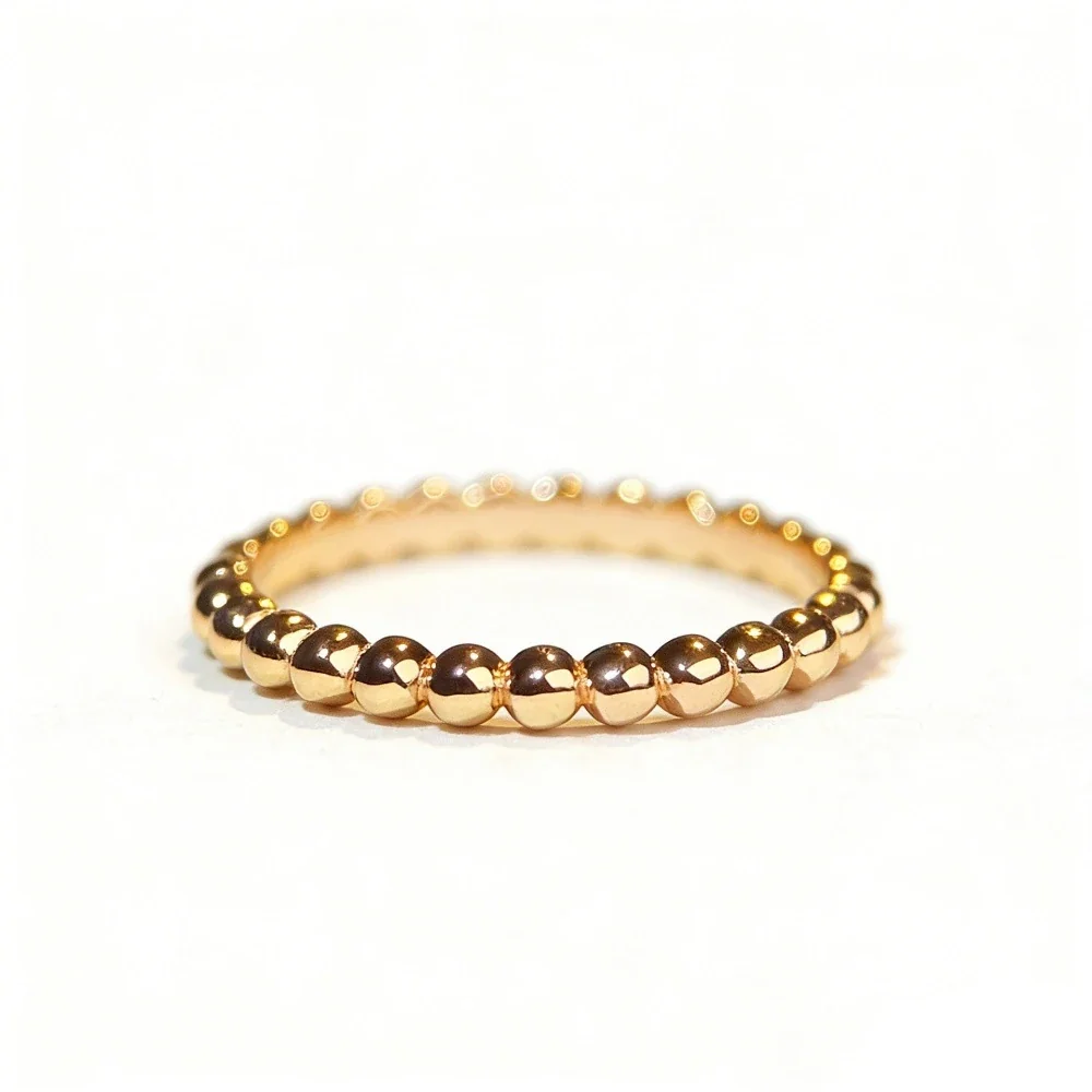 Polished Beaded 18K Rose Gold-Plated 925 sterling silver Ring