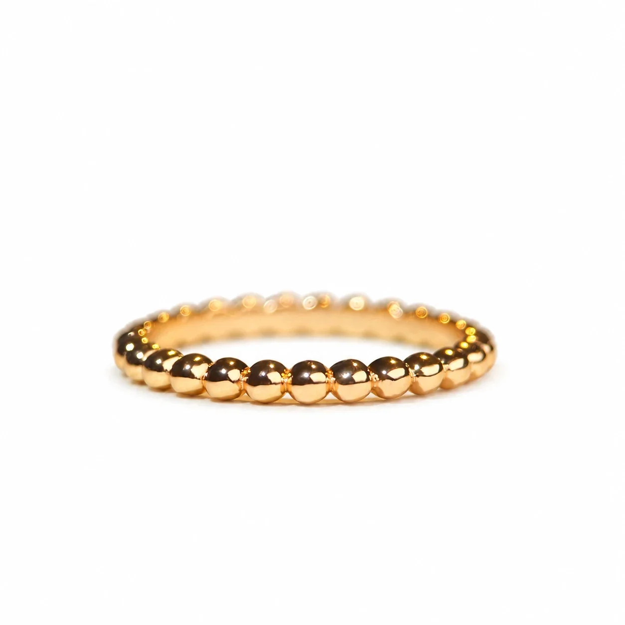 Polished Beaded 18K Rose Gold-Plated 925 sterling silver Ring