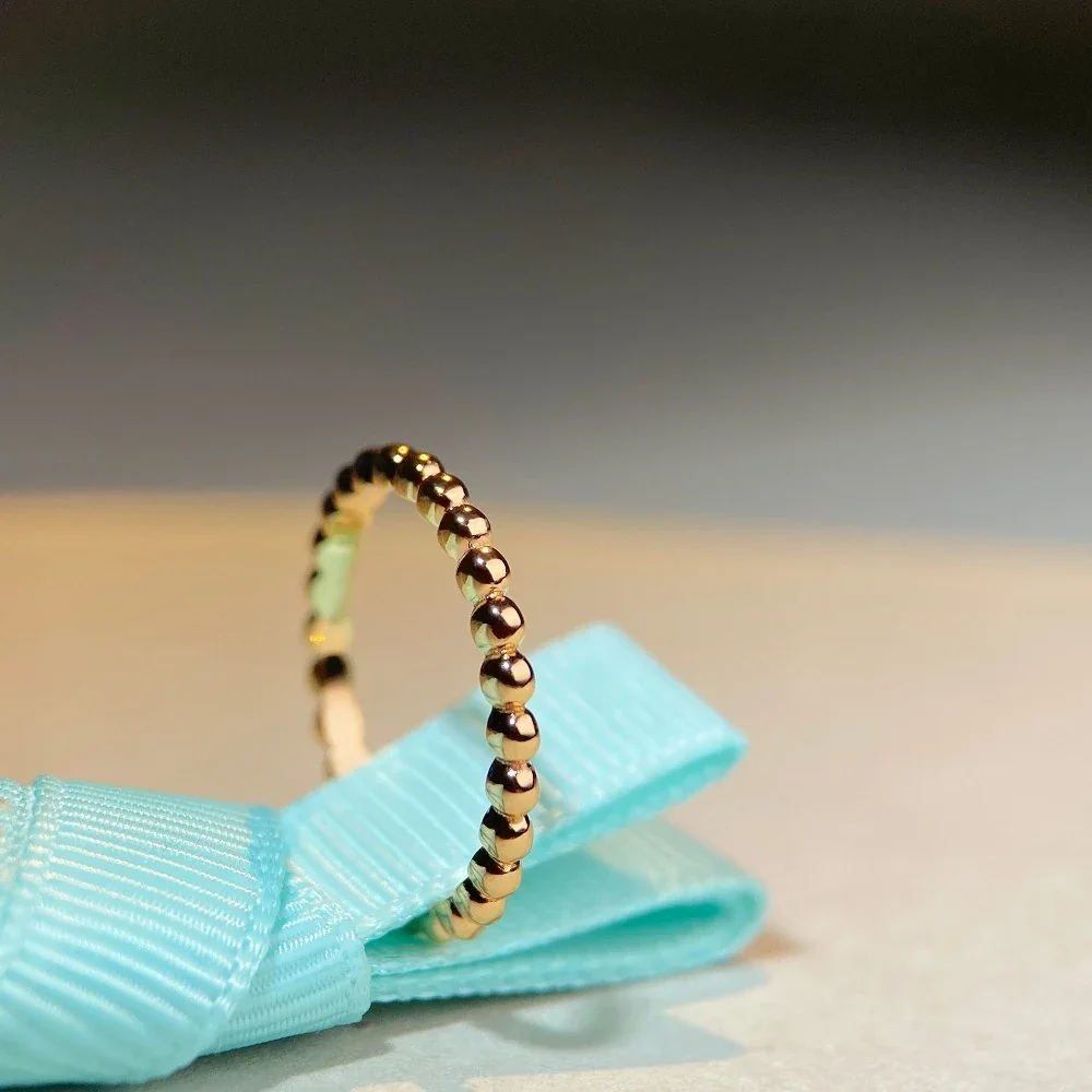 Polished Beaded 18K Rose Gold-Plated 925 sterling silver Ring