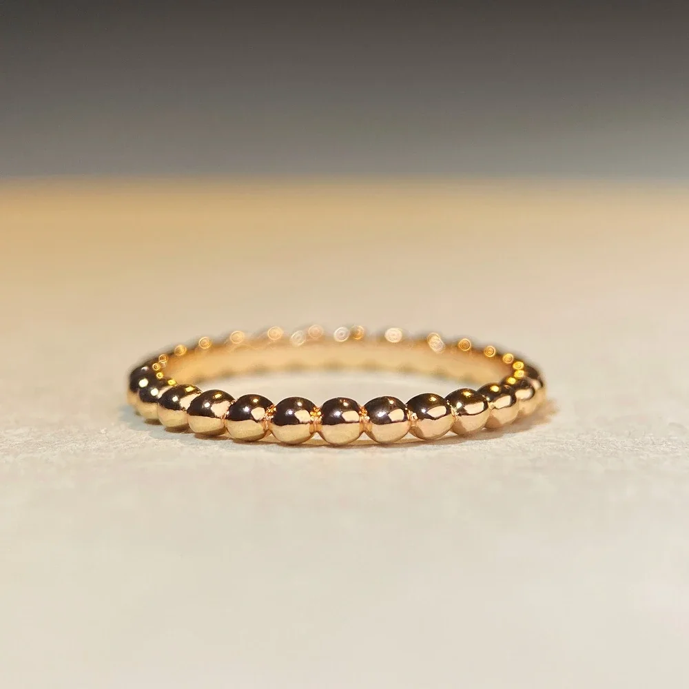 Polished Beaded 18K Rose Gold-Plated 925 sterling silver Ring - Rose Gold