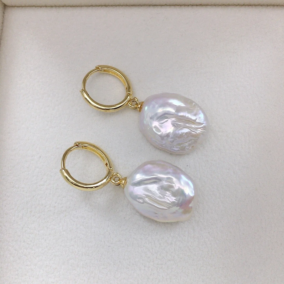 Irregular Baroque Freshwater Pearl Huggie Drop Earrings