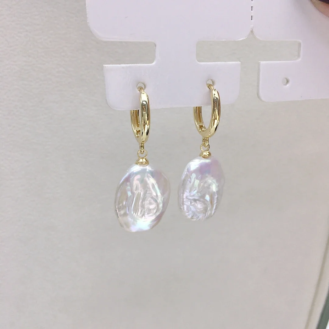 Irregular Baroque Freshwater Pearl Huggie Drop Earrings