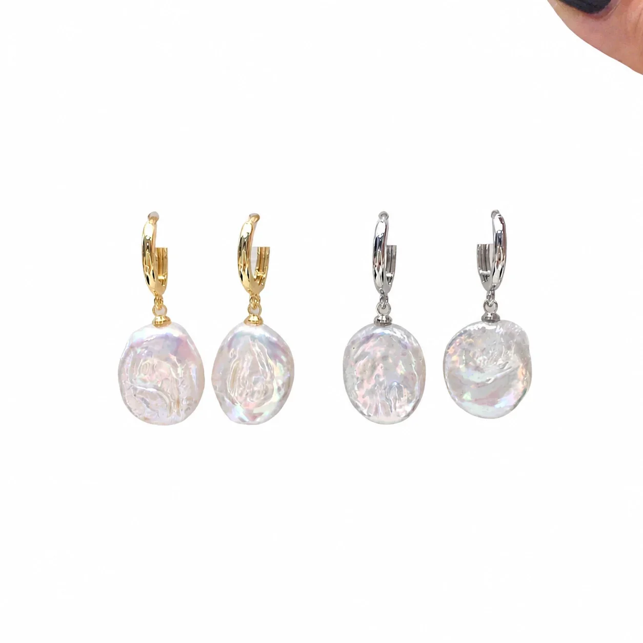 Irregular Baroque Freshwater Pearl Huggie Drop Earrings