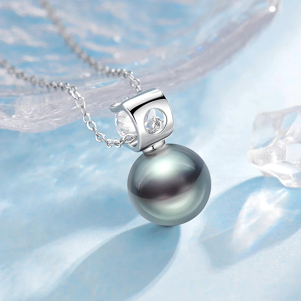 Luminous 925 Sterling Silver Pearl and Prong-Set Stone Necklace