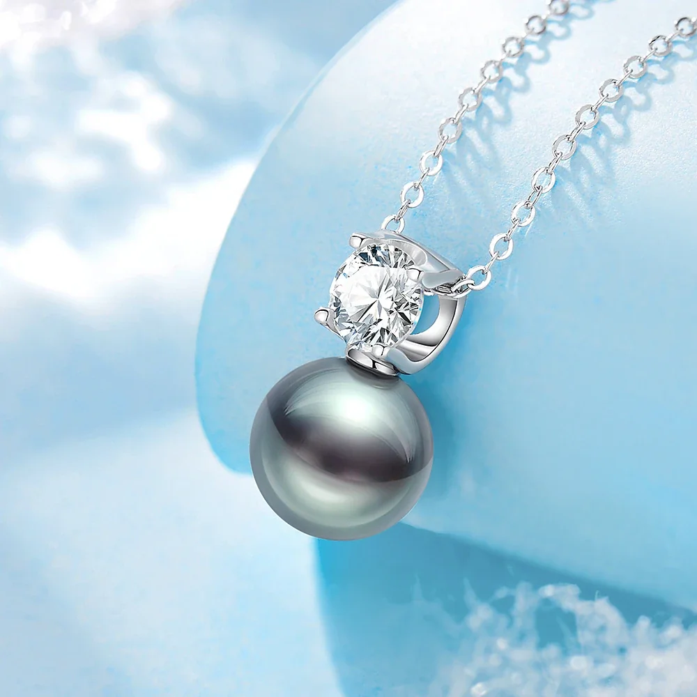 Luminous 925 Sterling Silver Pearl and Prong-Set Stone Necklace