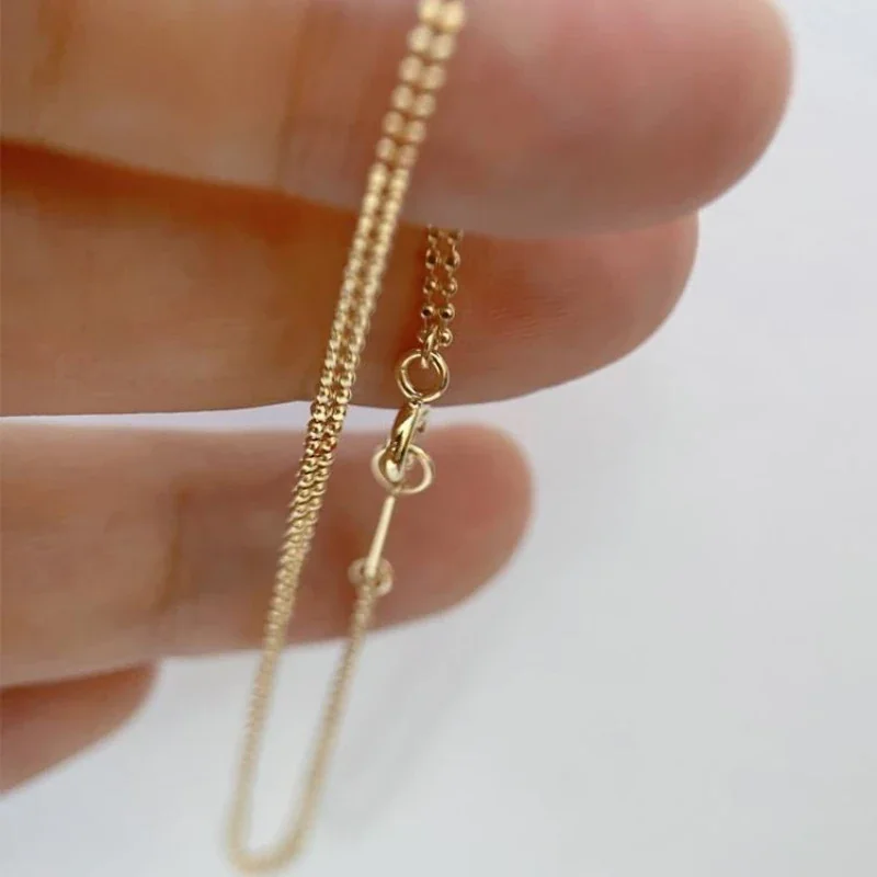 Delicate 18K Gold-Plated Double-Strand Bead Chain Bracelet