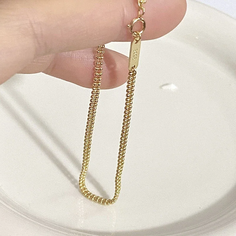 Delicate 18K Gold-Plated Double-Strand Bead Chain Bracelet - Gold