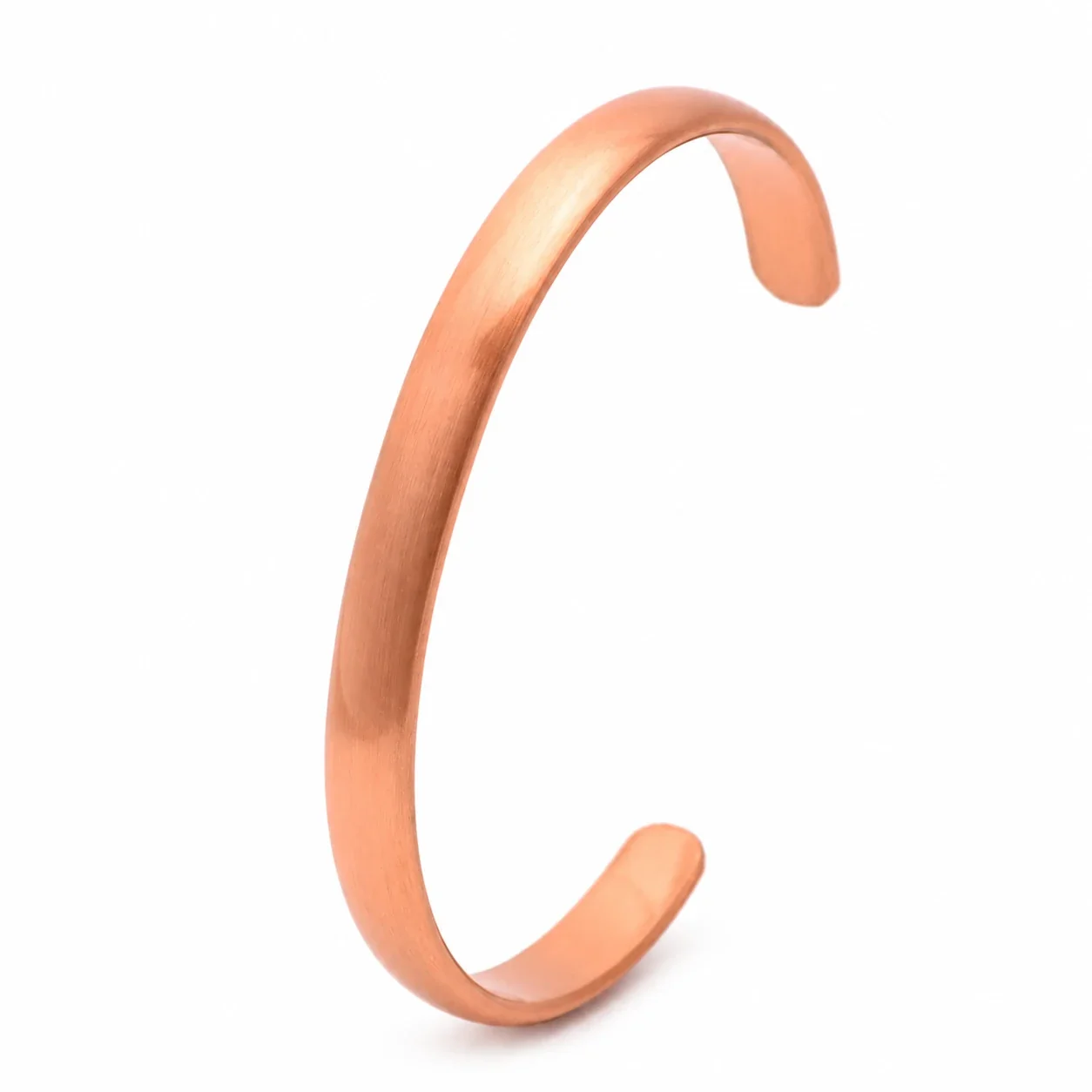 Minimalist Copper Brushed Open-Cuff Flat-Band Bangle