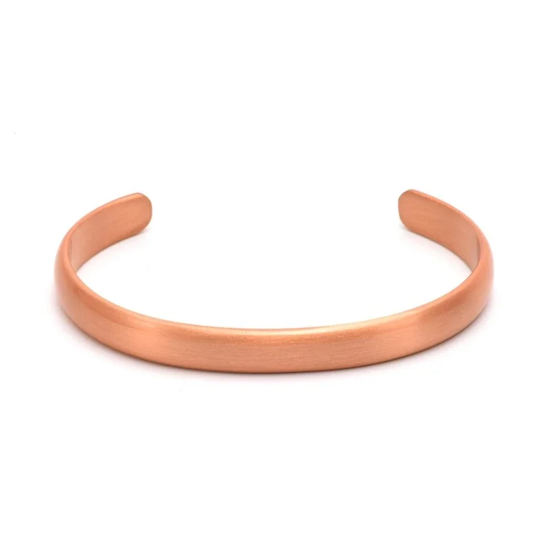 Minimalist Copper Brushed Open-Cuff Flat-Band Bangle