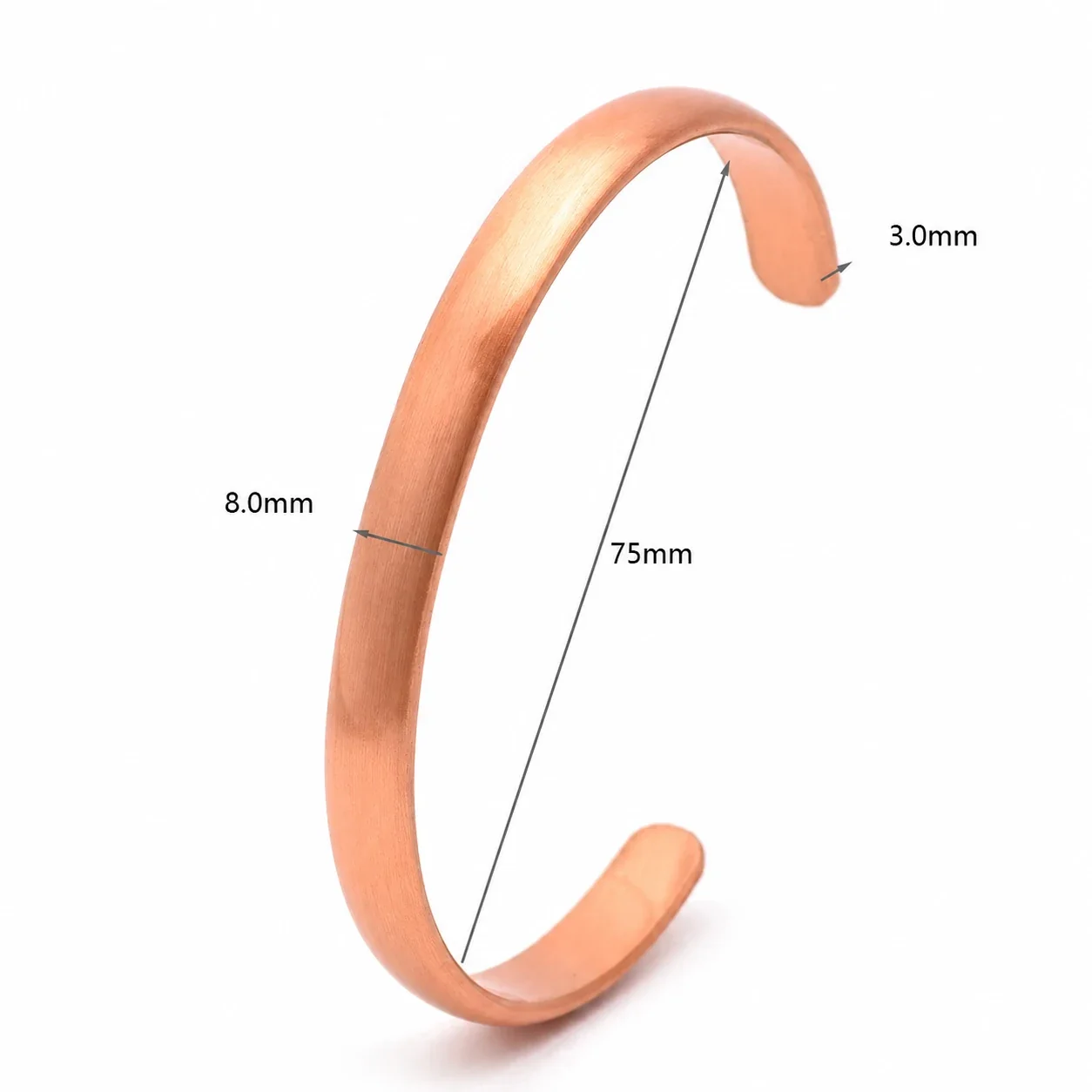 Minimalist Copper Brushed Open-Cuff Flat-Band Bangle - Copper