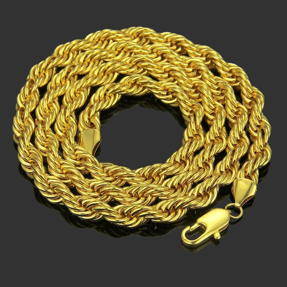 Bold Twisted Rope-Link Gold-Plated Stainless Steel Bracelet