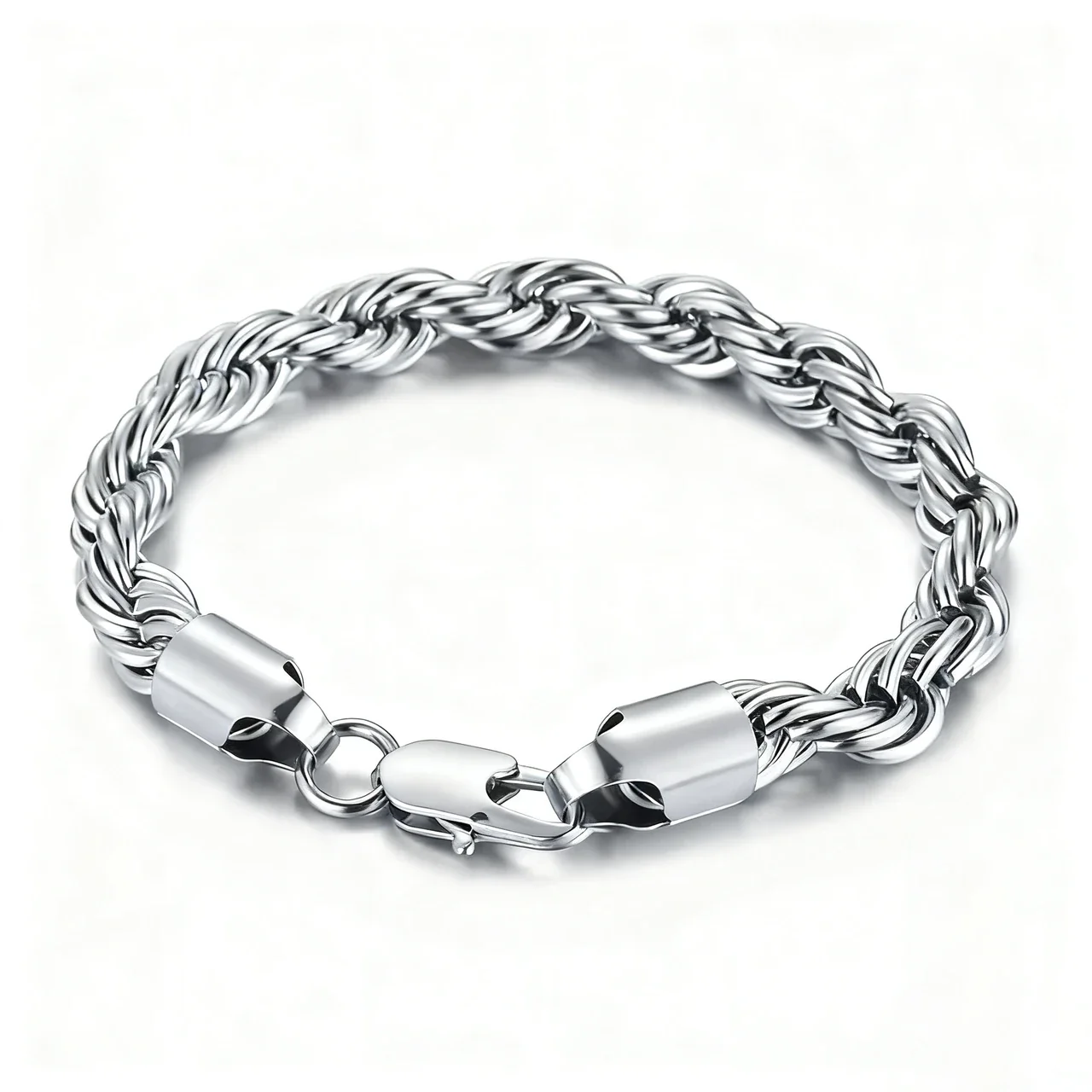 Bold Twisted Rope-Link Gold-Plated Stainless Steel Bracelet