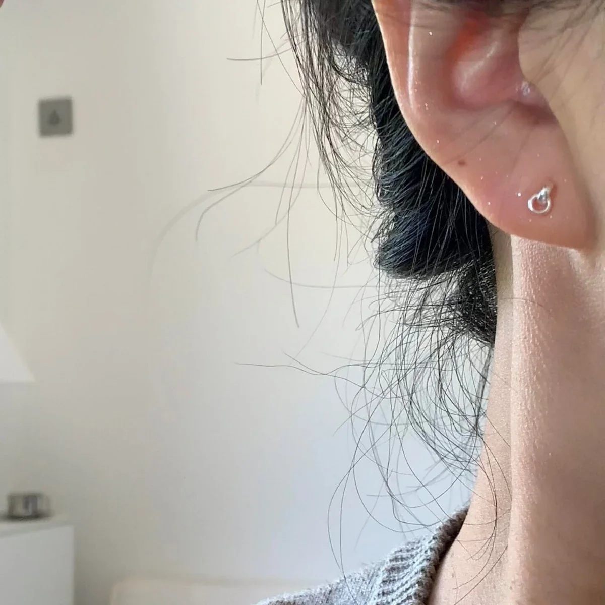 Petite Polished Double Loop 925 Sterling Silver Stud Earrings