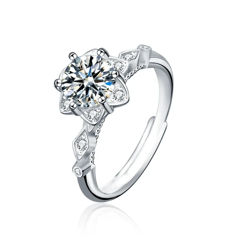 Celestial 925 Sterling Silver Star-Set Round Moissanite Ring