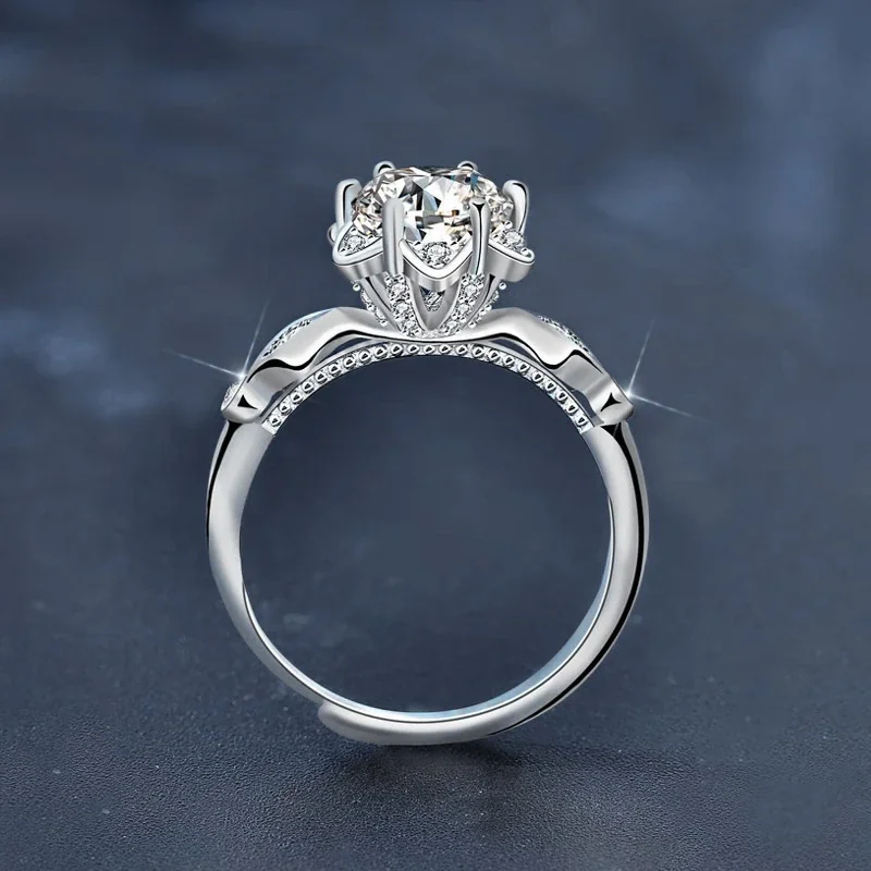 Celestial 925 Sterling Silver Star-Set Round Moissanite Ring