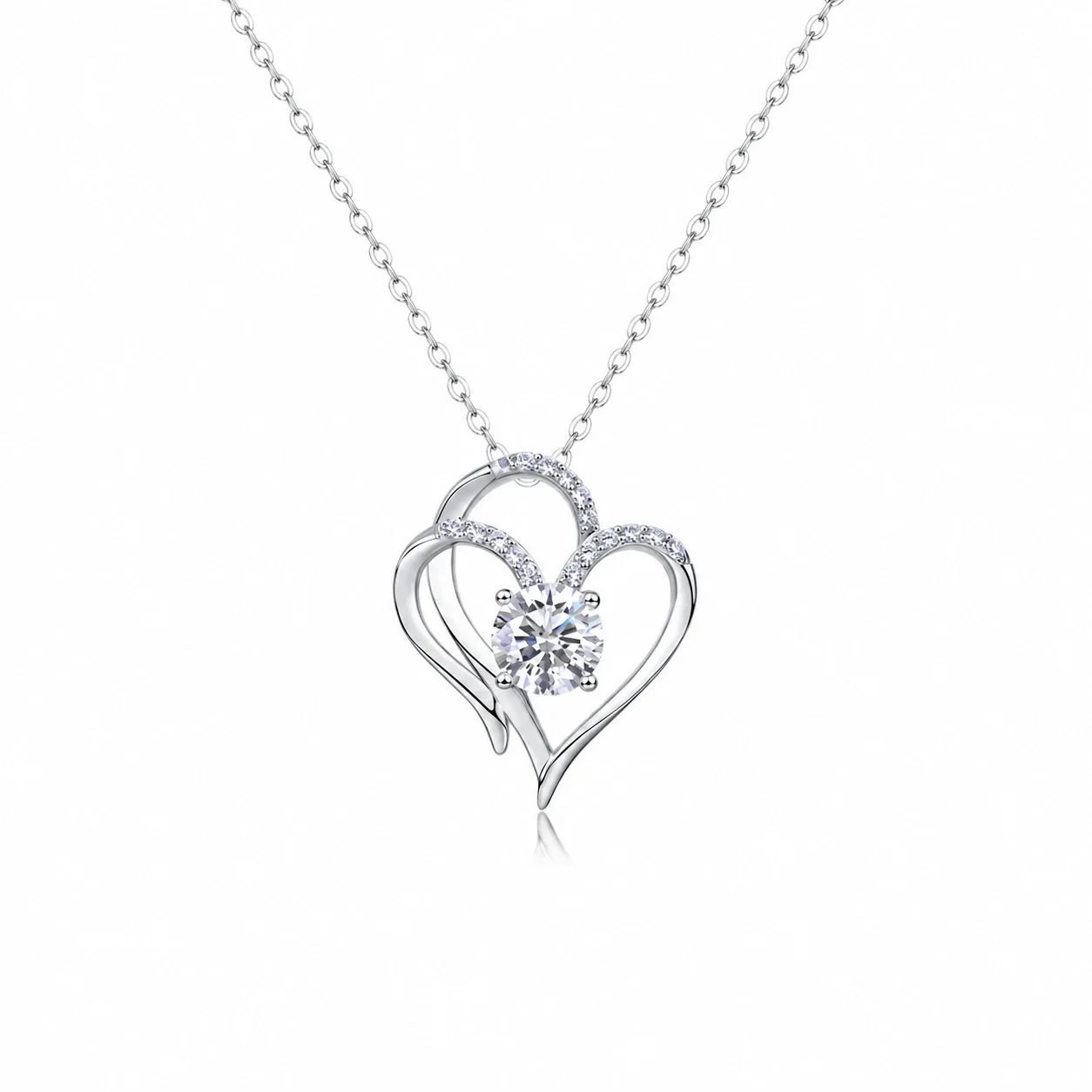 Intertwined Heart Pavé 925 Sterling Silver Moissanite Necklace