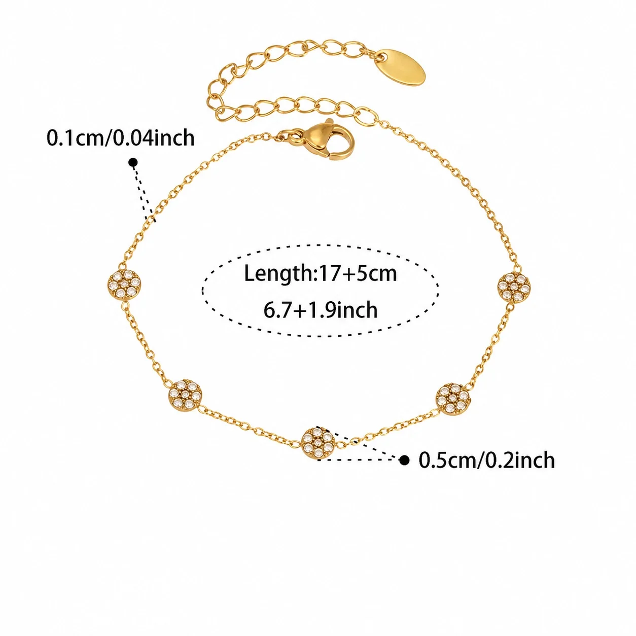 Playful Paw Charm Gold-Plated Snake Chain Bracelet - Gold Round CZ Station
