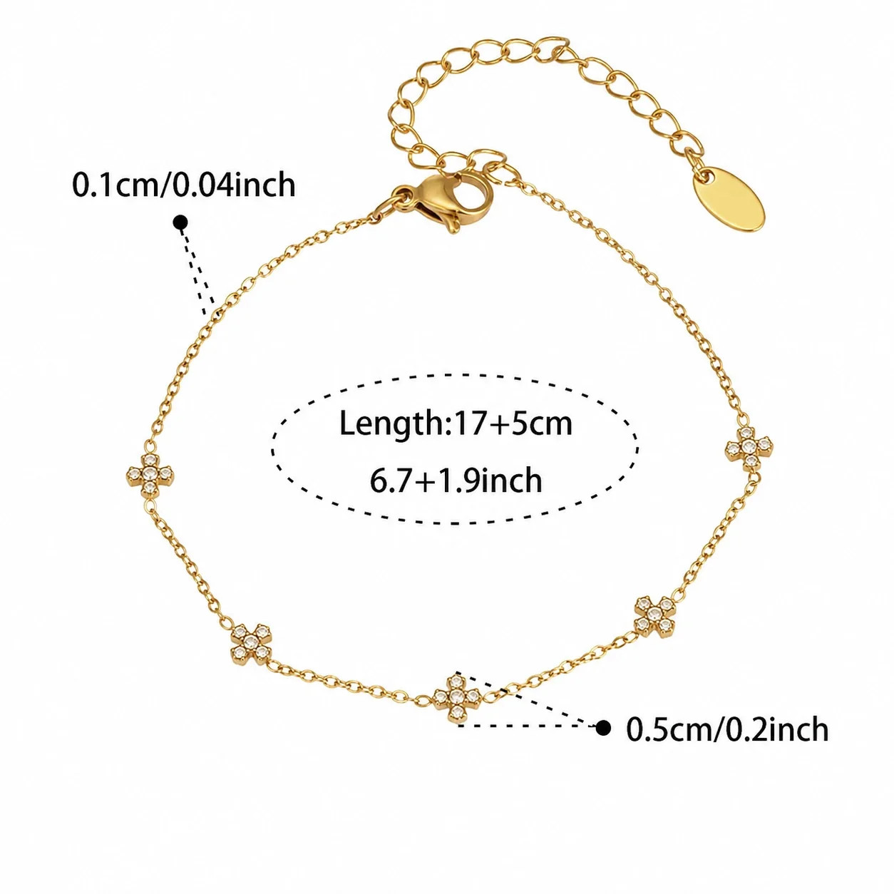 Playful Paw Charm Gold-Plated Snake Chain Bracelet - Gold Clover CZ Station
