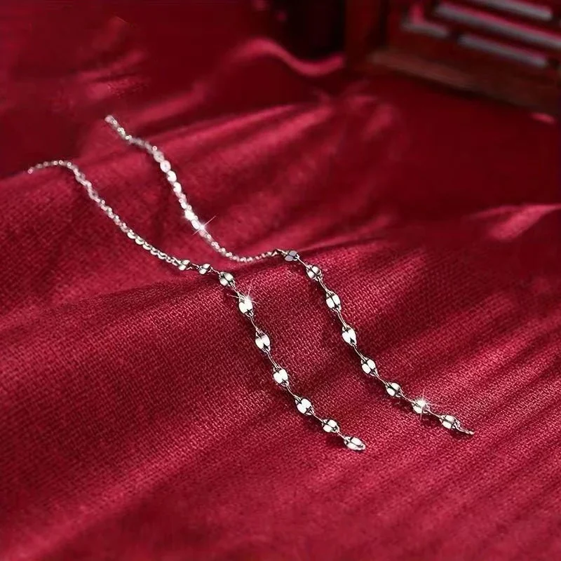 Minimal 925 Sterling Silver Faceted Bead Threader Earrings