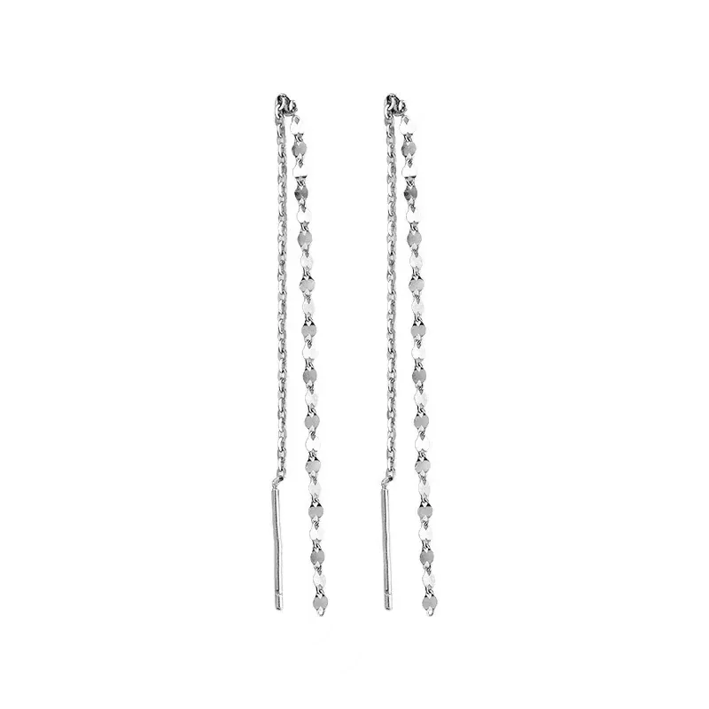 Minimal 925 Sterling Silver Faceted Bead Threader Earrings - Silver