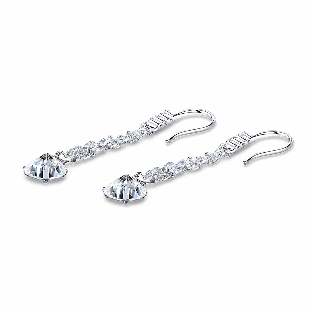 Luminous 925 Sterling Silver Hook Tassel Moissanite Drop Earrings