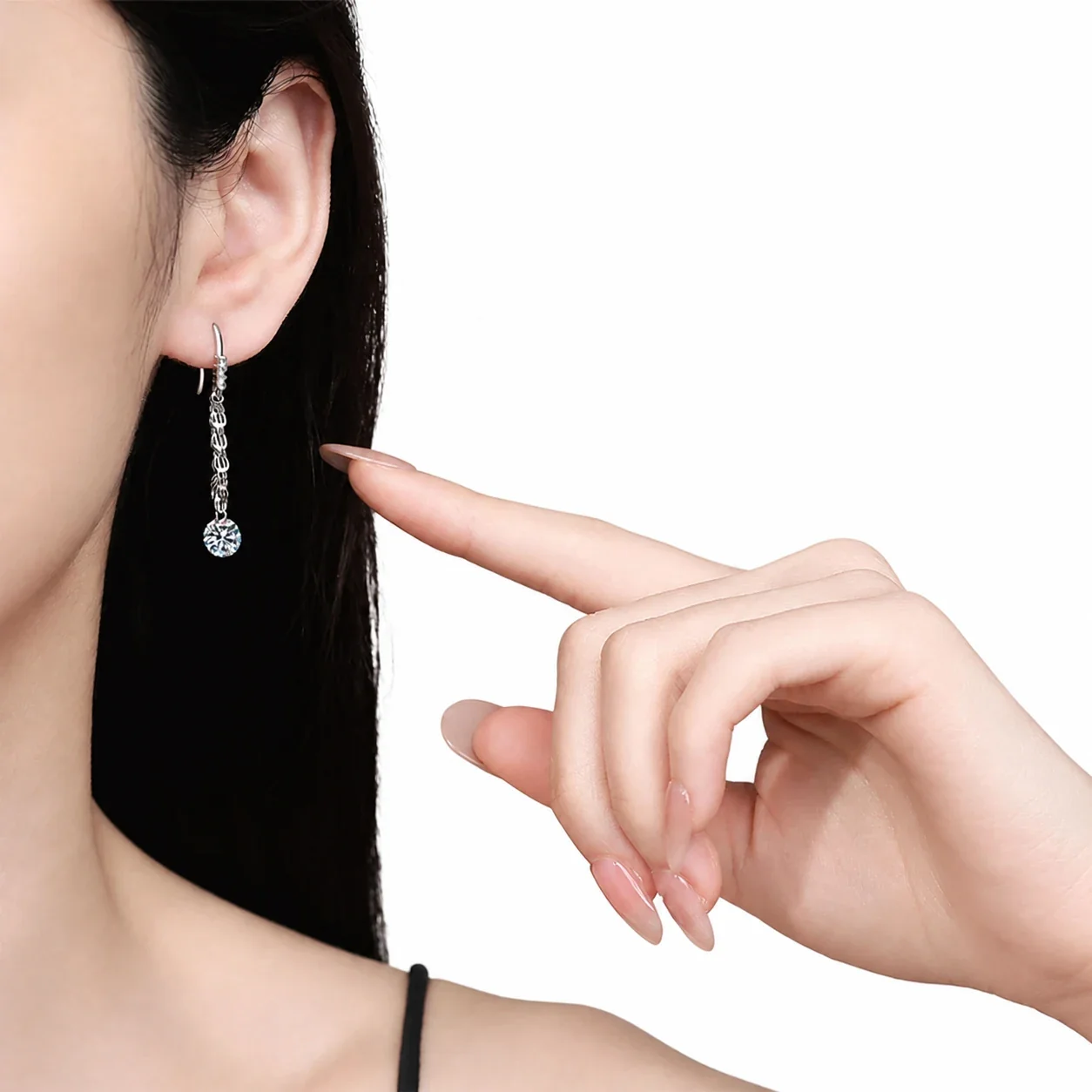Luminous 925 Sterling Silver Hook Tassel Moissanite Drop Earrings