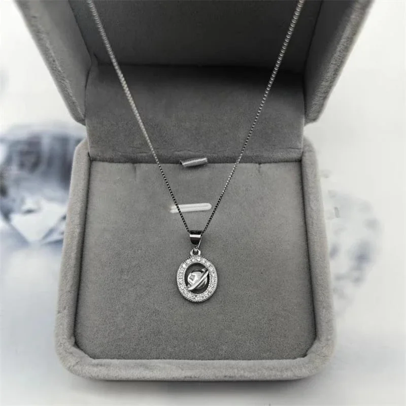 Orbital Pavé Halo Saturn 925 Sterling Silver Pendant