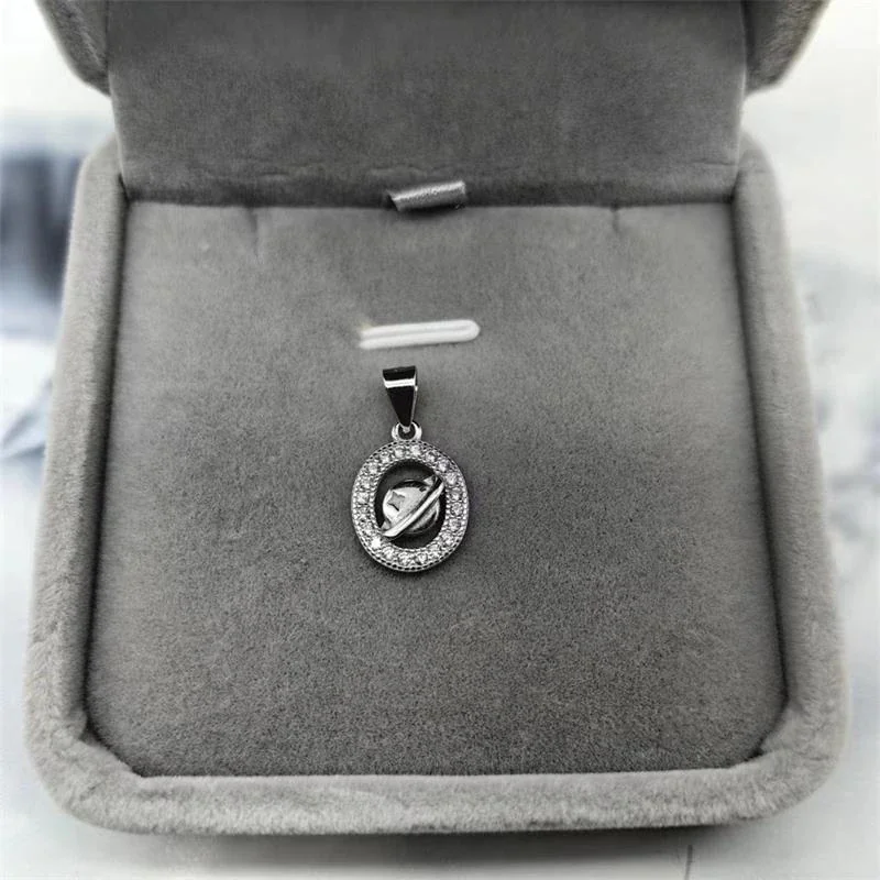 Orbital Pavé Halo Saturn 925 Sterling Silver Pendant - Only