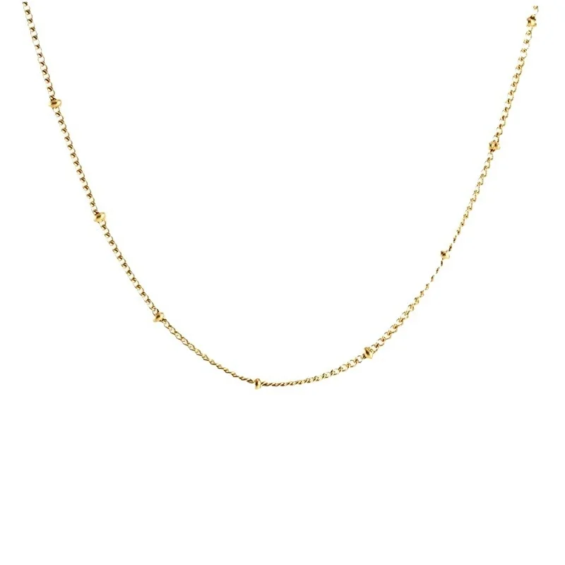 Sleek 18K Gold-Plated Stainless Steel Snake & Bead Chain Necklace