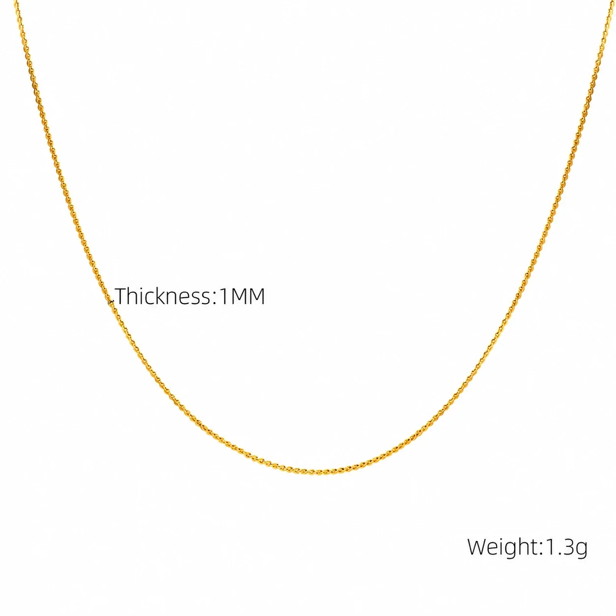 Sleek 18K Gold-Plated Stainless Steel Snake & Bead Chain Necklace - Gold 1 mm Fine S