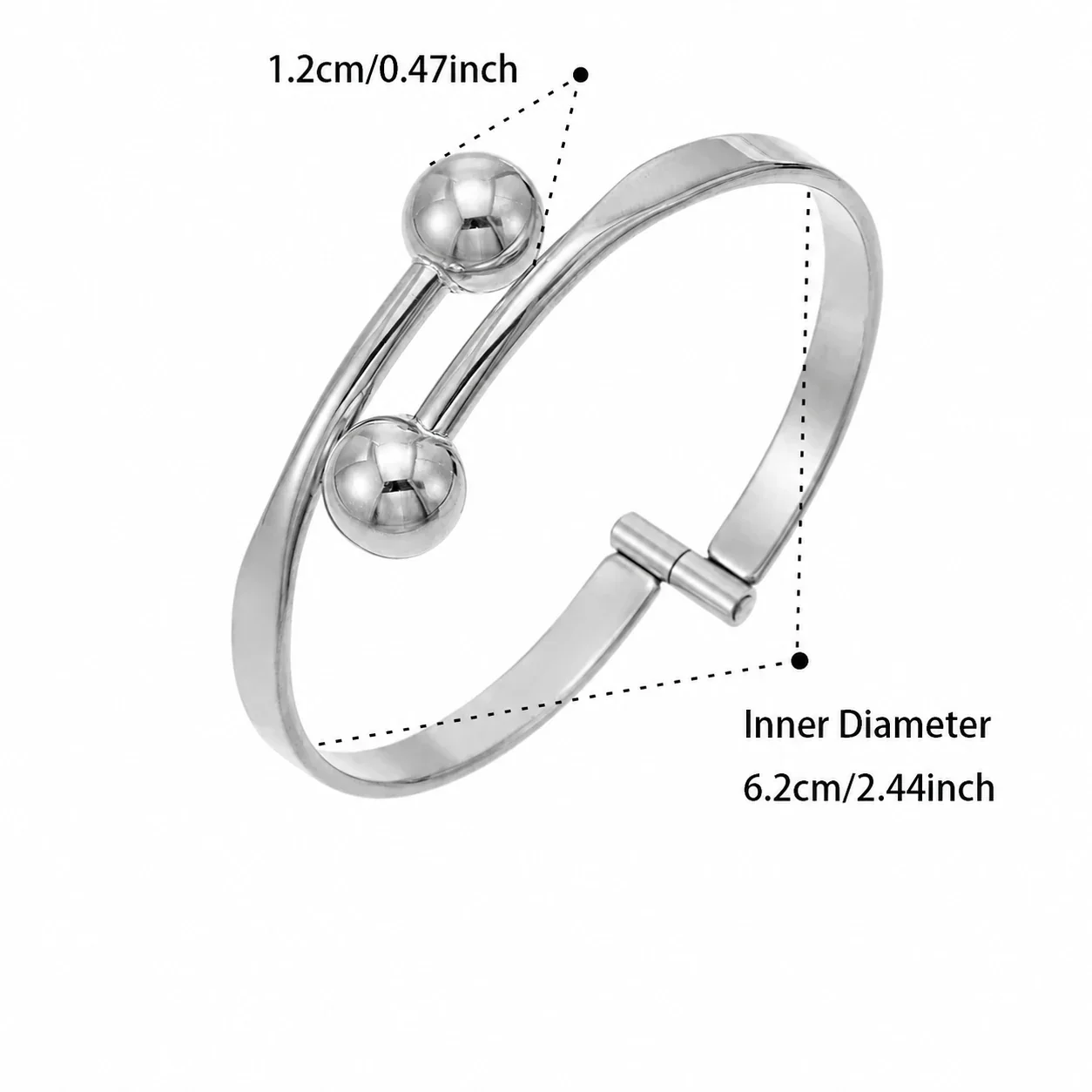 Sculptural Gold-Plated Double Ball Open Bangle - Steel