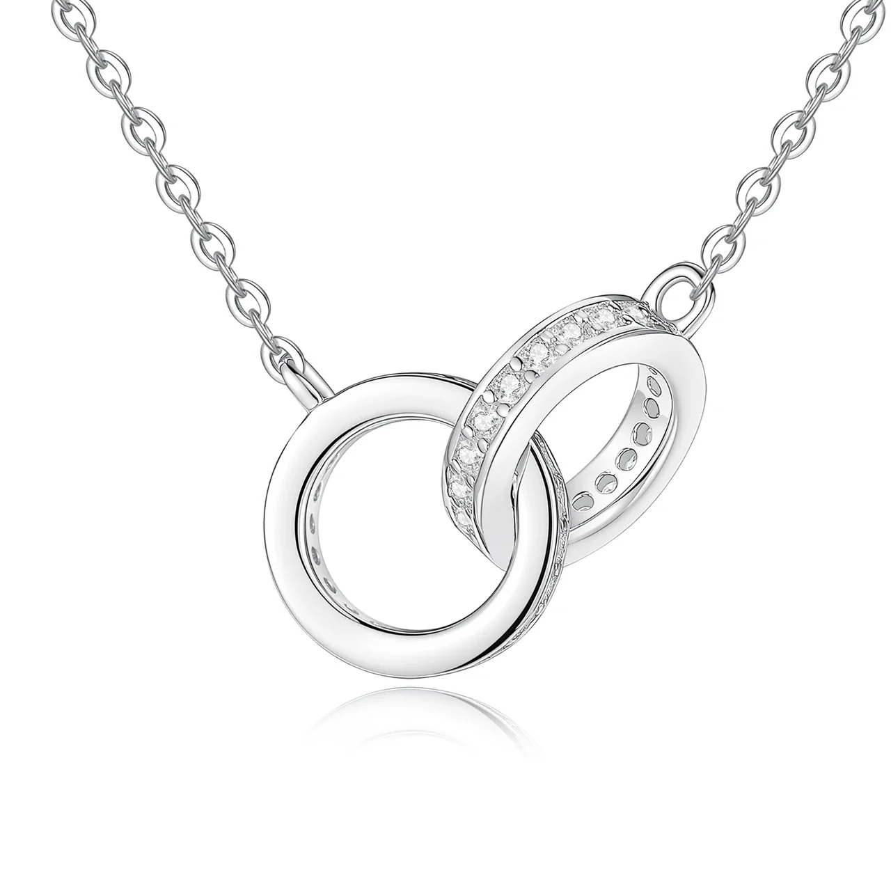 Interlocked 925 Sterling Silver Pavé Moissanite Pendant Necklace