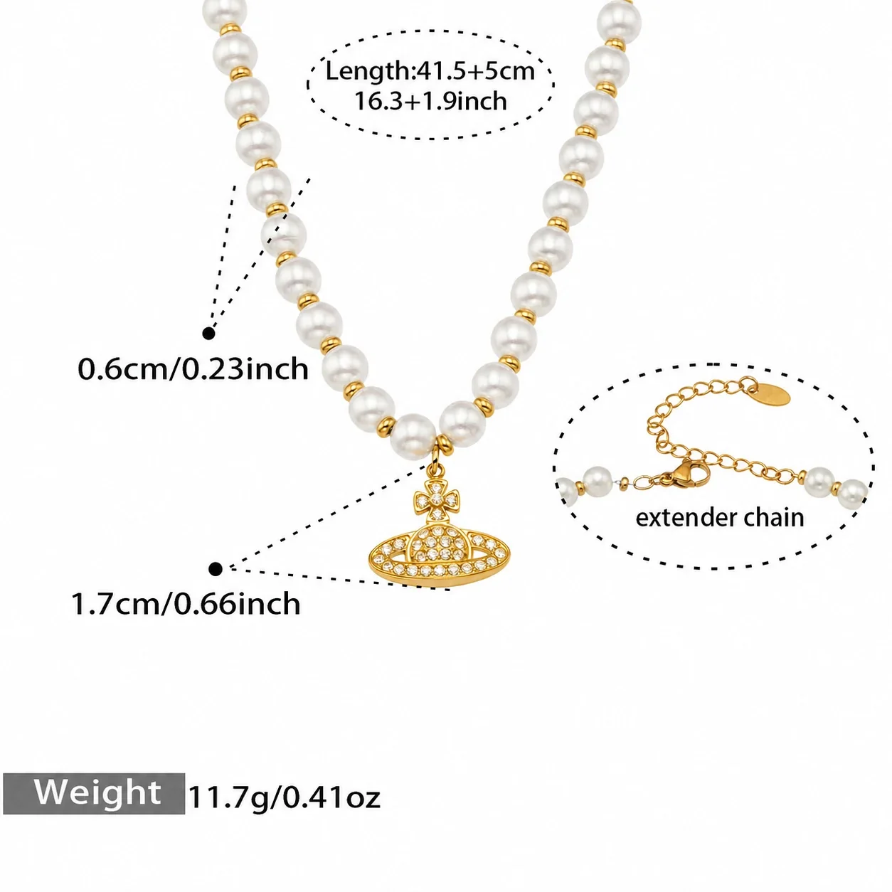 Orb Pendant Gold-Plated Pavé Crystal Chain Bracelet - Gold 41.5+5 cm