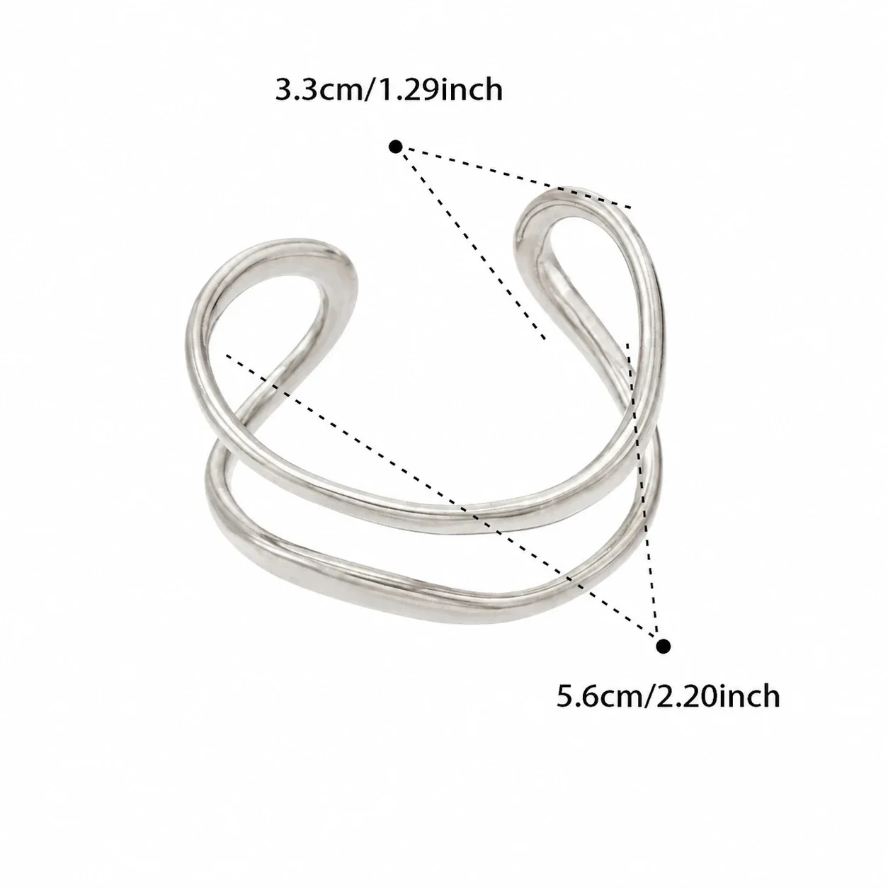 Sculptural 18K Gold-Plated Open-Front Double-Rail Bangle - Gold