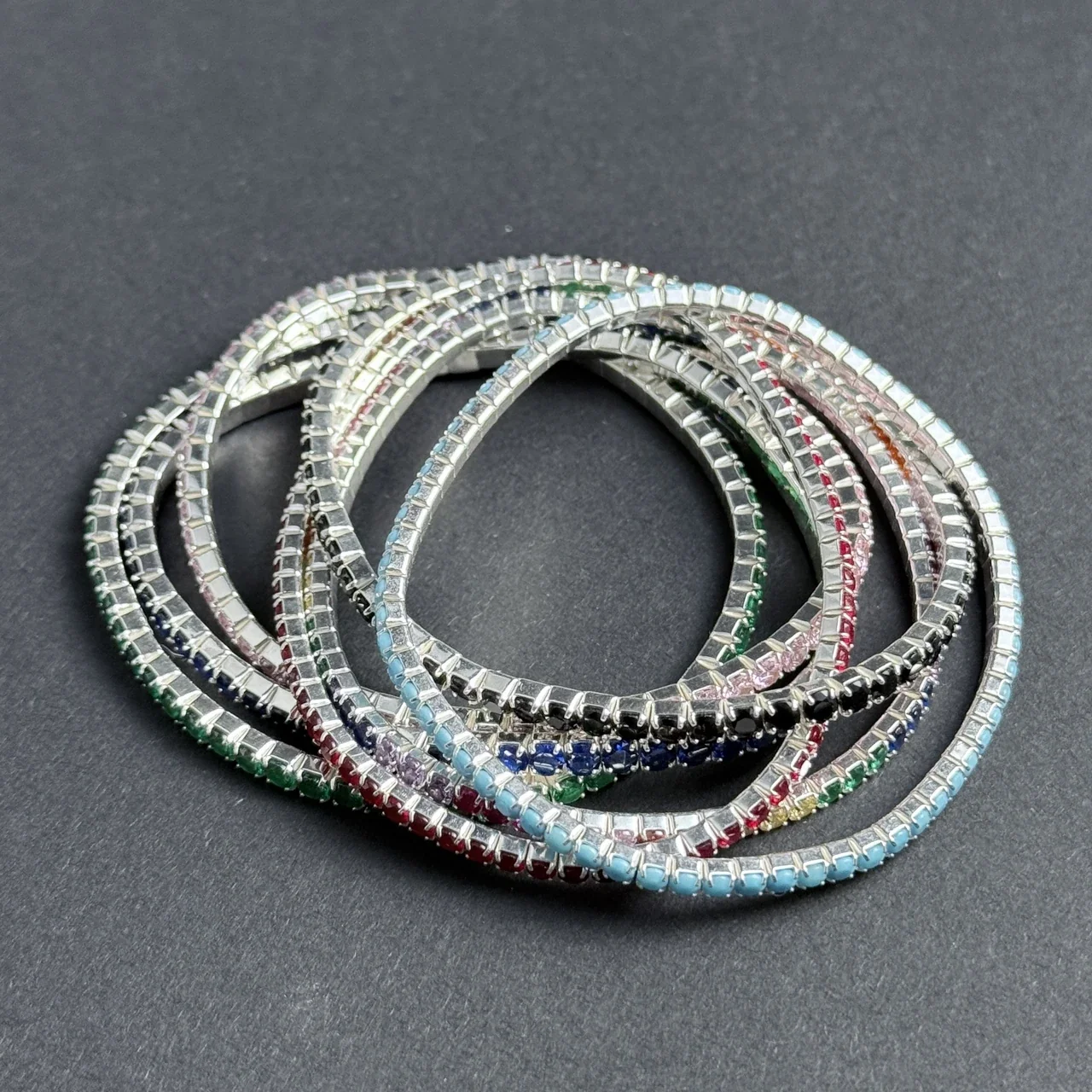 Vivid 925 Sterling Silver Round Prong-Set Tennis Bracelet
