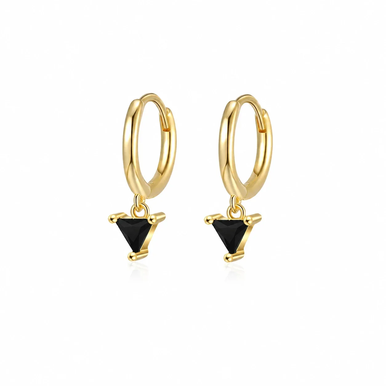 Geometric 925 sterling silver Triangle Stone Hoop Earrings