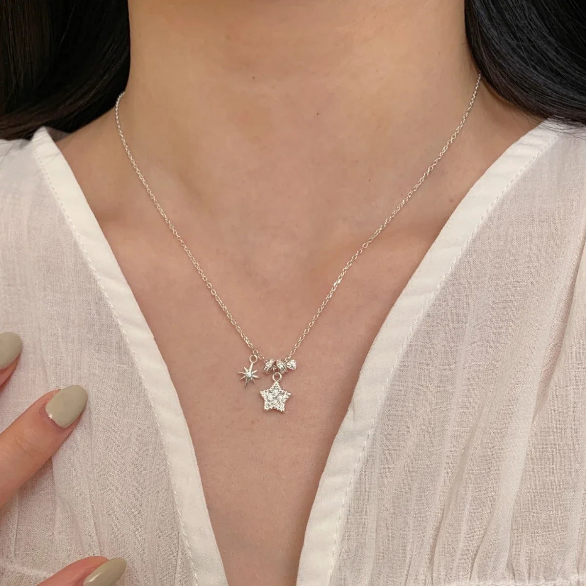 Celestial Pavé Star Sunburst 925 Sterling Silver Necklace