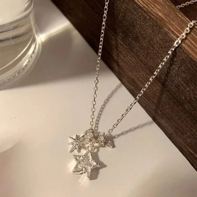 Celestial Pavé Star Sunburst 925 Sterling Silver Necklace