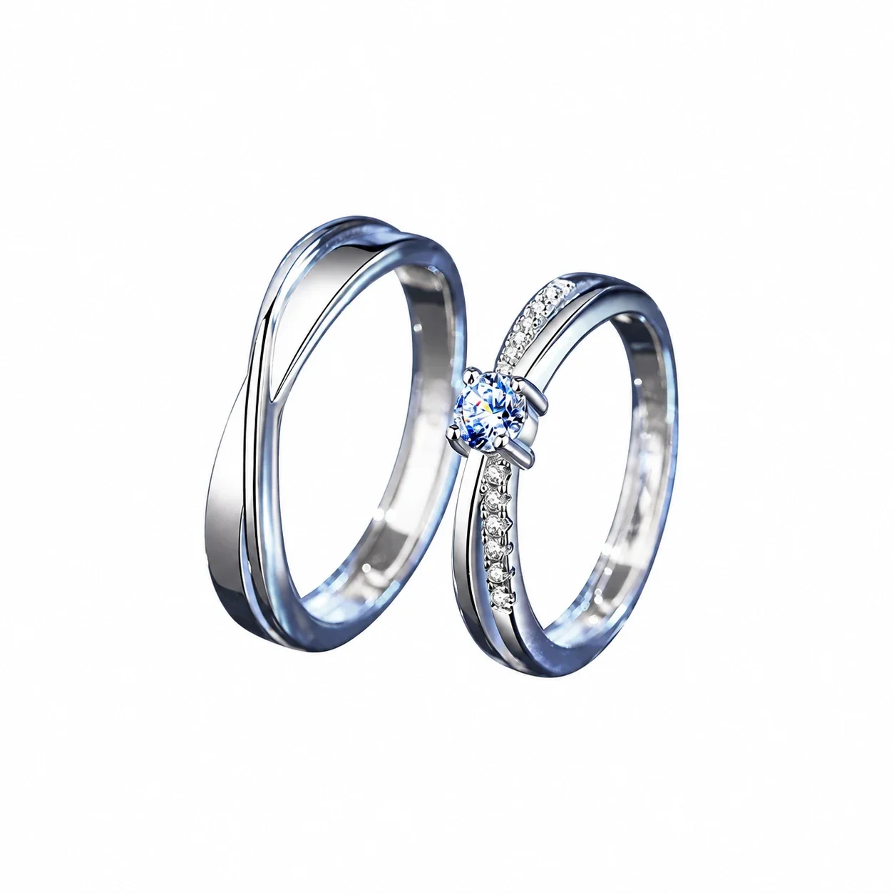 Sculptural 925 Sterling Silver Split-Shank Pavé Cubic Zirconia Ring