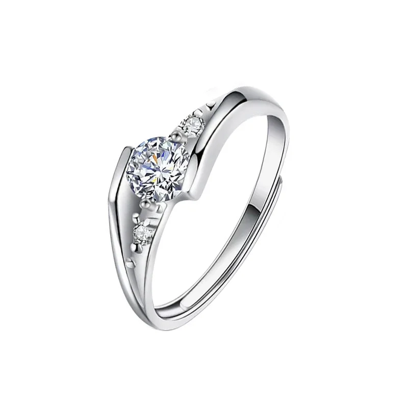 Sculptural 925 Sterling Silver Split-Shank Pavé Cubic Zirconia Ring - Vow Women's 0.5 ct