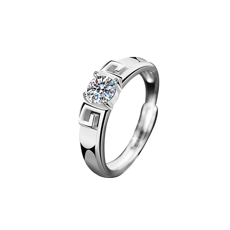 Sculptural 925 Sterling Silver Split-Shank Pavé Cubic Zirconia Ring - Love for Life Men's 0.5 ct