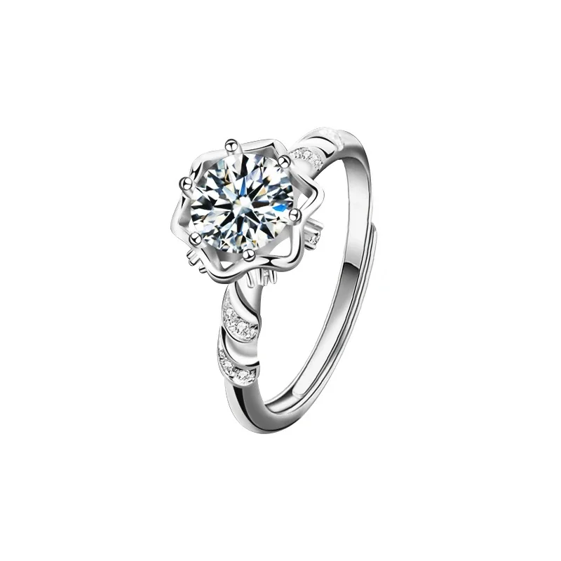 Sculptural 925 Sterling Silver Split-Shank Pavé Cubic Zirconia Ring - Wedding Attire Women's 1 ct