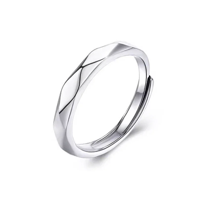 Sculptural 925 Sterling Silver Split-Shank Pavé Cubic Zirconia Ring - Cherished Promise Men's Plain Band